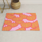 Retro Dopamine Pumpkin Fall Pattern - Orange on Pink Rug Gallery Image 1
