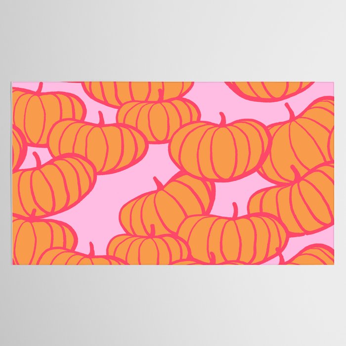 Retro Dopamine Pumpkin Fall Pattern - Orange on Pink Tablecloth Gallery Image 2