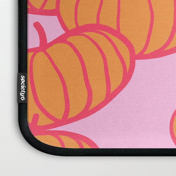 Retro Dopamine Pumpkin Fall Pattern - Orange on Pink Laptop Sleeve Gallery Image 3