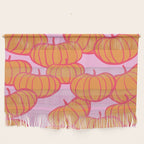 Retro Dopamine Pumpkin Fall Pattern - Orange on Pink Wall Hanging Gallery Image 1