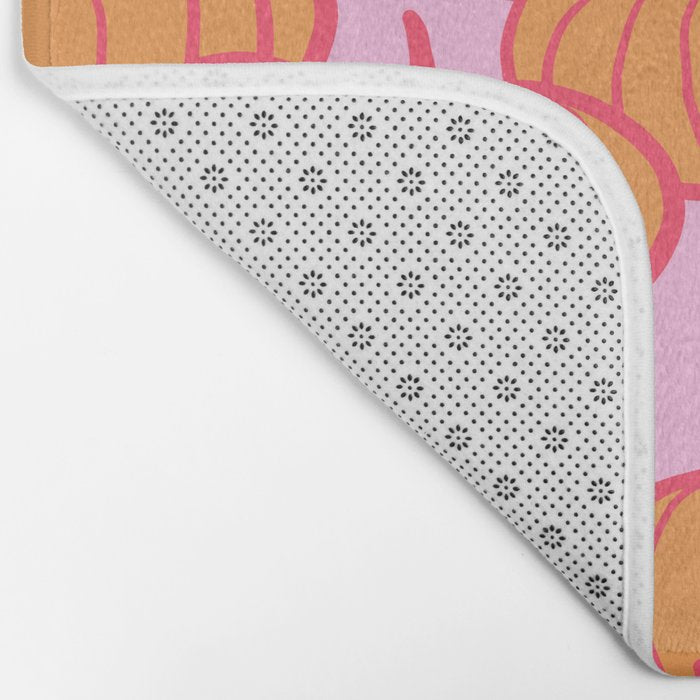 Retro Dopamine Pumpkin Fall Pattern - Orange on Pink Bath Mat Gallery Image 2