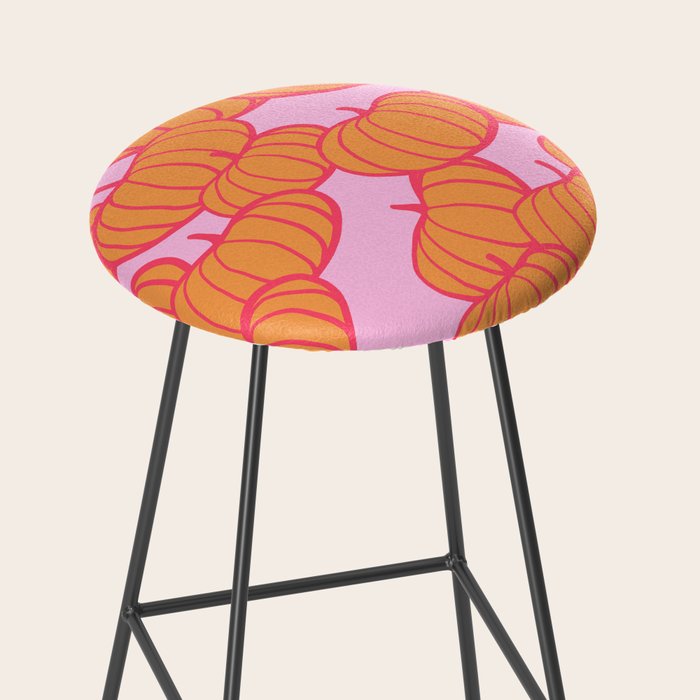 Retro Dopamine Pumpkin Fall Pattern - Orange on Pink Stool Gallery Image 2