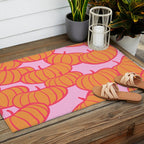 Retro Dopamine Pumpkin Fall Pattern - Orange on Pink Outdoor Rug Gallery Image 2