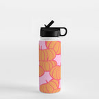 Retro Dopamine Pumpkin Fall Pattern - Orange on Pink Water Bottle Gallery Image 1