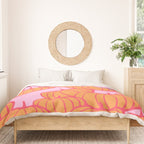 Retro Dopamine Pumpkin Fall Pattern - Orange on Pink Duvet Cover Gallery Image 3