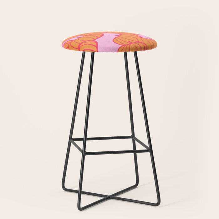 Retro Dopamine Pumpkin Fall Pattern - Orange on Pink Stool Gallery Image 1