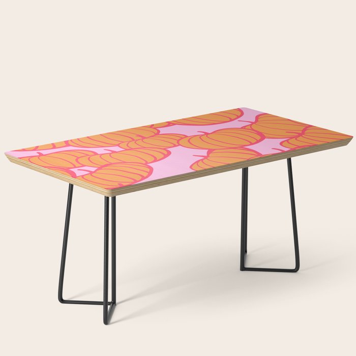 Retro Dopamine Pumpkin Fall Pattern - Orange on Pink Coffee Table Gallery Image 1