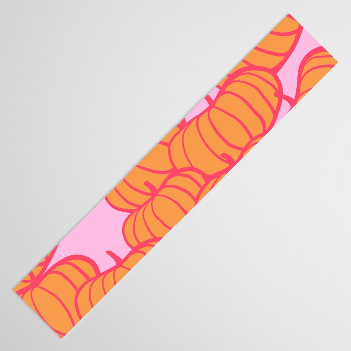 Retro Dopamine Pumpkin Fall Pattern - Orange on Pink Table Runner Gallery Image 3