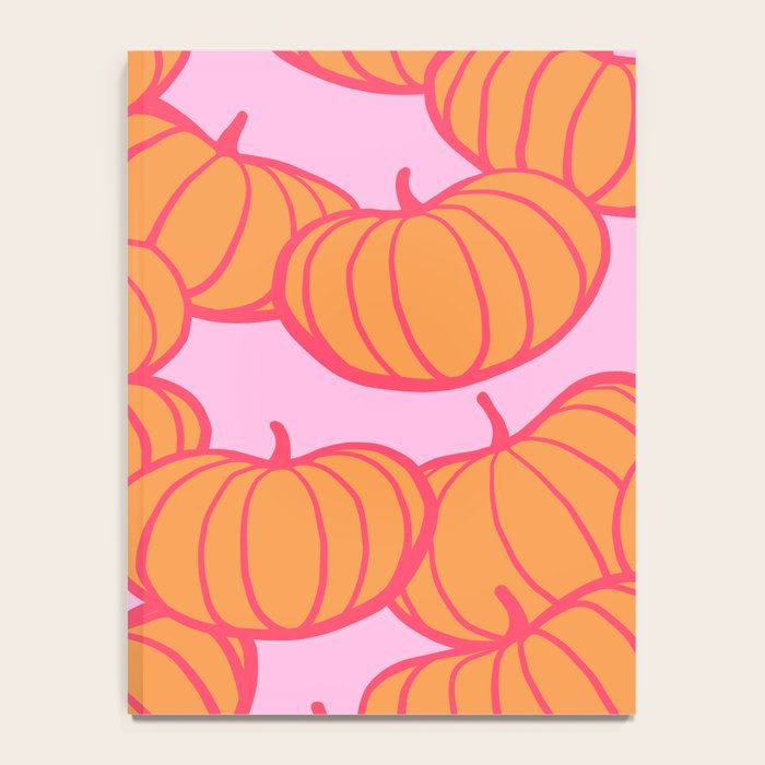 Retro Dopamine Pumpkin Fall Pattern - Orange on Pink Notebook Gallery Image 4