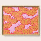 Retro Dopamine Pumpkin Fall Pattern - Orange on Pink Serving Tray Gallery Image 1