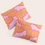Retro Dopamine Pumpkin Fall Pattern - Orange on Pink Pillow Sham Gallery Image 3