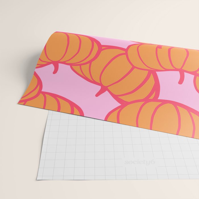 Retro Dopamine Pumpkin Fall Pattern - Orange on Pink Wrapping Paper Gallery Image 2