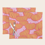 Retro Dopamine Pumpkin Fall Pattern - Orange on Pink Placemat Gallery Image 1
