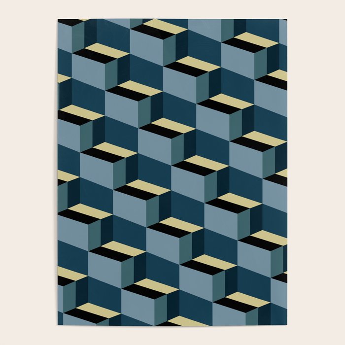 Cuboid Mid Century Abstract Shapes Pattern III Poster Gallery Image 4