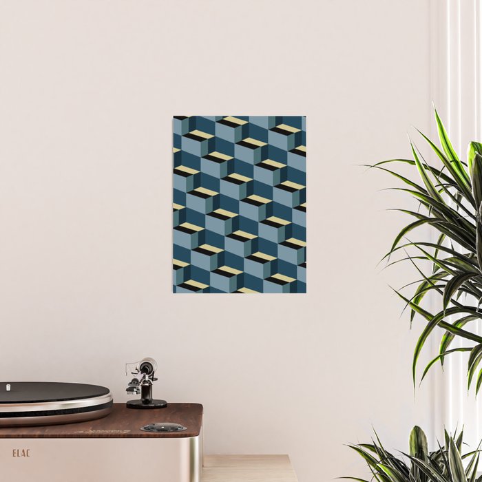 Cuboid Mid Century Abstract Shapes Pattern III Poster Gallery Image 2