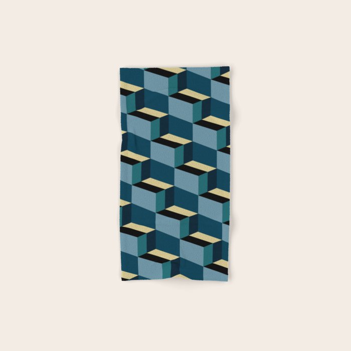 Cuboid Mid Century Abstract Shapes Pattern III Bath Towel Gallery Image 1