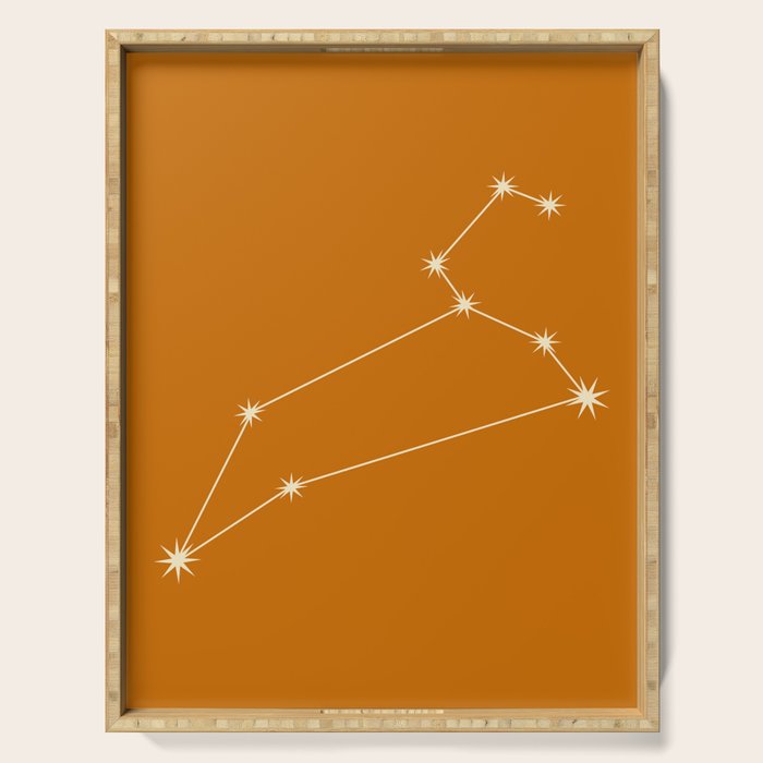 Leo Zodiac Star Constellation Line Art Orange Serving Tray Gallery Image 1