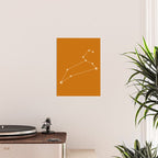 Leo Zodiac Star Constellation Line Art Orange Poster Gallery Image 2