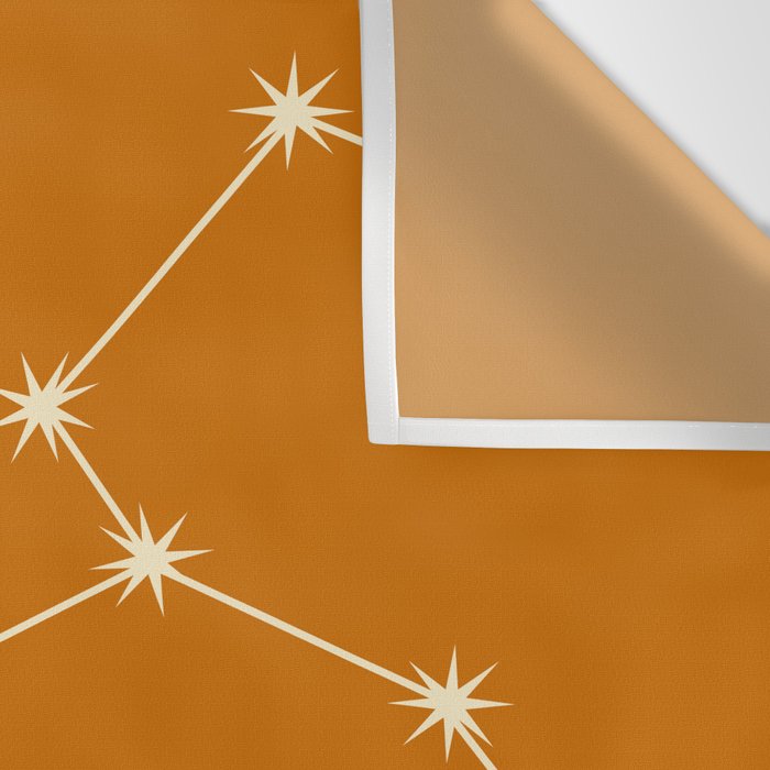 Leo Zodiac Star Constellation Line Art Orange Wall Tapestry Gallery Image 3