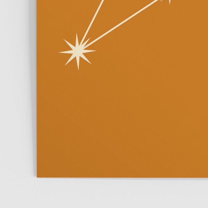 Leo Zodiac Star Constellation Line Art Orange Poster Gallery Image 3