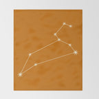 Leo Zodiac Star Constellation Line Art Orange Throw Blanket Gallery Image 2
