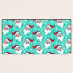 'Tis The Season Retro Santa Aqua Multi Pattern Desk Mat Gallery Image 3