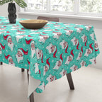 'Tis The Season Retro Santa Aqua Multi Pattern Tablecloth Gallery Image 3