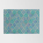 Teal Purple Gold Quatrefoil Moroccan Pattern II Rug Gallery Image 2