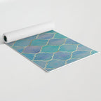 Teal Purple Gold Quatrefoil Moroccan Pattern II Yoga Mat Gallery Image 2