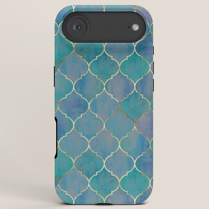 Teal Purple Gold Quatrefoil Moroccan Pattern II iPhone Case Gallery Image 6