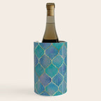 Teal Purple Gold Quatrefoil Moroccan Pattern II Wine Chiller Gallery Image 3