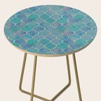 Teal Purple Gold Quatrefoil Moroccan Pattern II Side Table Gallery Image 2