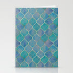 Teal Purple Gold Quatrefoil Moroccan Pattern II Stationery Card Gallery Image 2