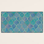 Teal Purple Gold Quatrefoil Moroccan Pattern II Desk Mat Gallery Image 3