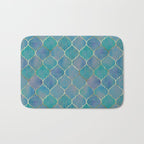 Teal Purple Gold Quatrefoil Moroccan Pattern II Bath Mat Gallery Image 1