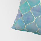 Teal Purple Gold Quatrefoil Moroccan Pattern II Pillow Sham Gallery Image 4