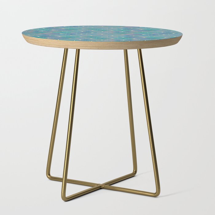 Teal Purple Gold Quatrefoil Moroccan Pattern II Side Table Gallery Image 1