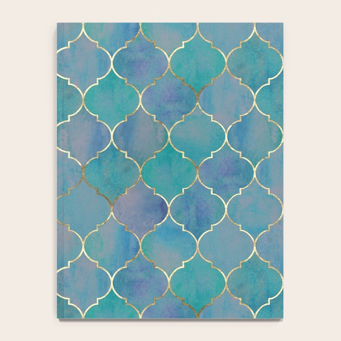 Teal Purple Gold Quatrefoil Moroccan Pattern II Notebook Gallery Image 4