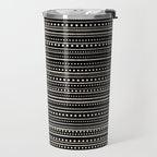 Bamako Striped and Dotted Pattern in Black and Almond Cream Travel Mug Gallery Image 2