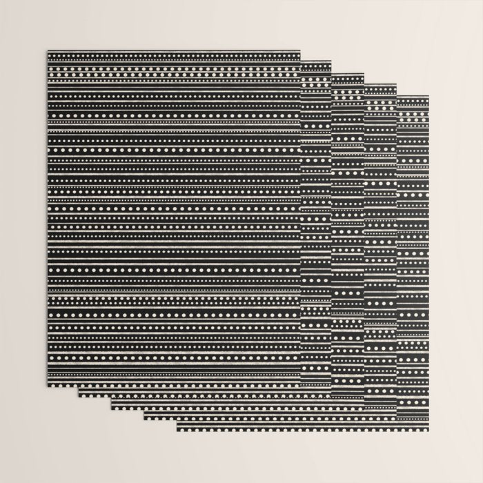 Bamako Striped and Dotted Pattern in Black and Almond Cream Wrapping Paper Gallery Image 3