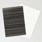 Bamako Striped and Dotted Pattern in Black and Almond Cream Stationery Card Gallery Image 2