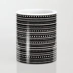 Bamako Striped and Dotted Pattern in Black and Almond Cream Coffee Mug Gallery Image 4