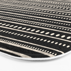 Bamako Striped and Dotted Pattern in Black and Almond Cream Bath Mat Gallery Image 3