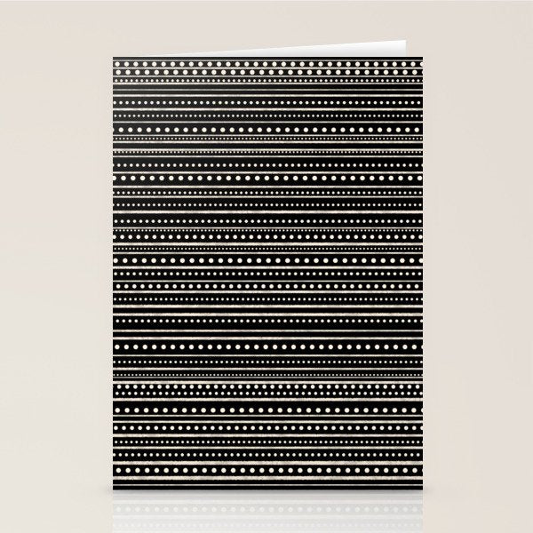 Bamako Striped and Dotted Pattern in Black and Almond Cream Stationery Card Gallery Image 2