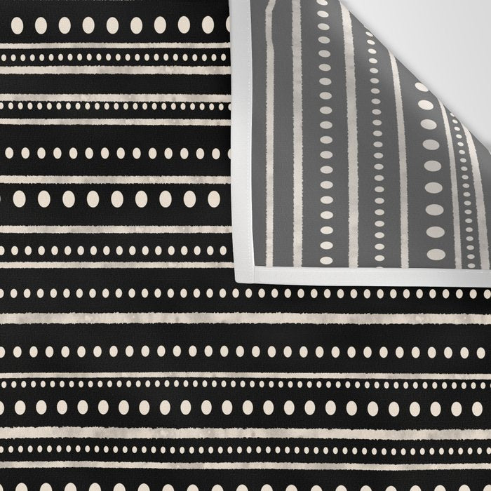 Bamako Striped and Dotted Pattern in Black and Almond Cream Wall Tapestry Gallery Image 3