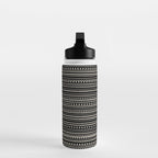 Bamako Striped and Dotted Pattern in Black and Almond Cream Water Bottle Gallery Image 3