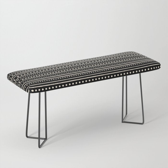 Bamako Striped and Dotted Pattern in Black and Almond Cream Bench Gallery Image 1