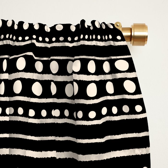 Bamako Striped and Dotted Pattern in Black and Almond Cream Window Curtain Gallery Image 2