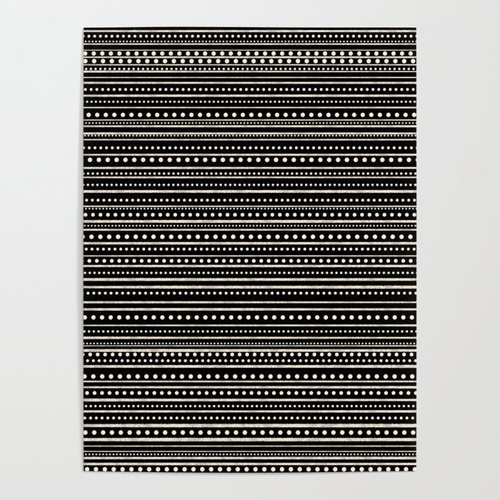 Bamako Striped and Dotted Pattern in Black and Almond Cream Poster Gallery Image 1