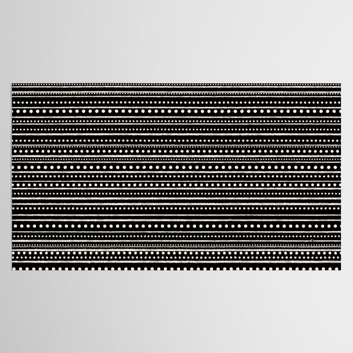 Bamako Striped and Dotted Pattern in Black and Almond Cream Tablecloth Gallery Image 2